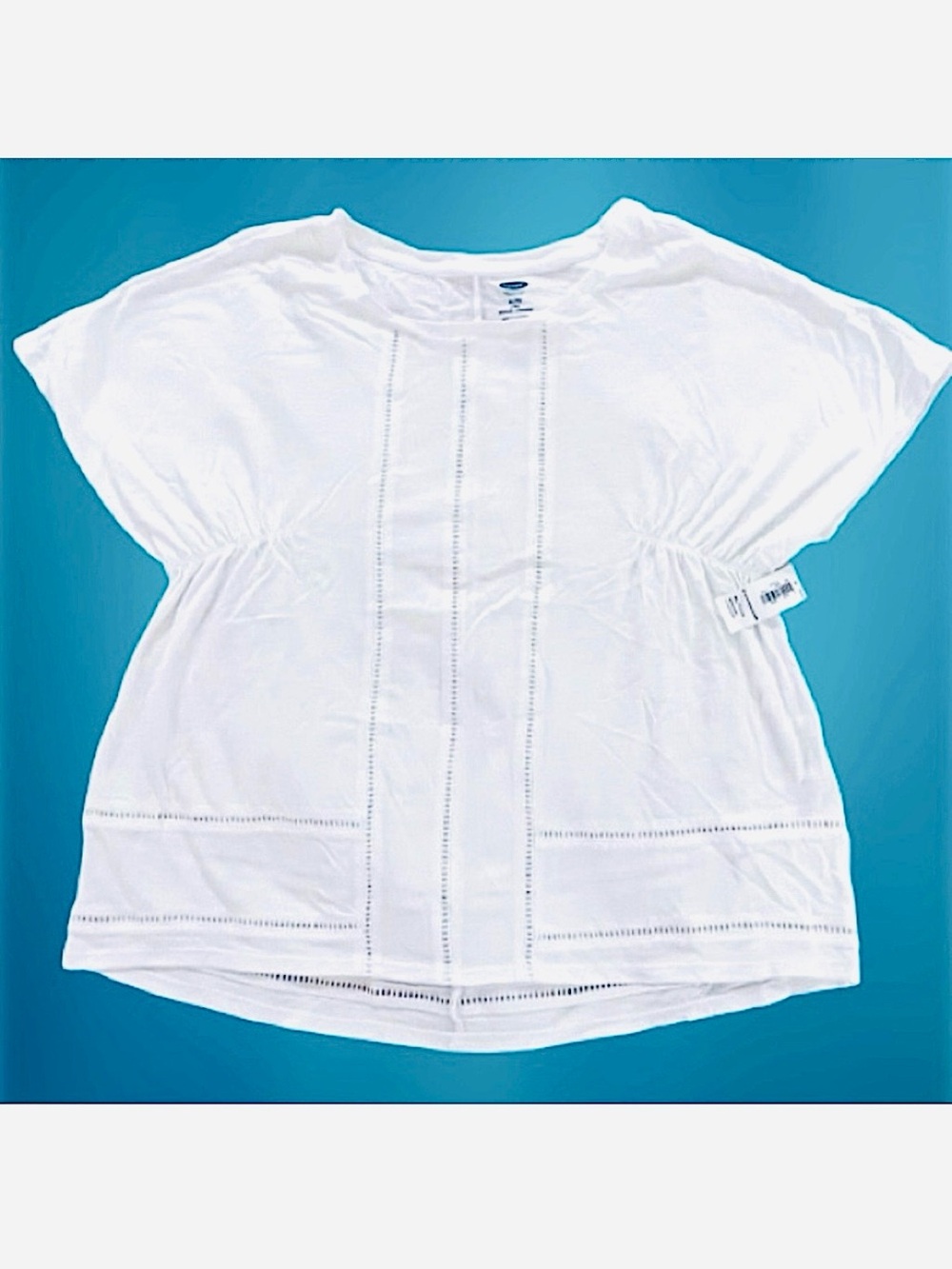 🆕- White Cotton Ladder Stitch Design Top. Size: XL - Picture 1 of 6